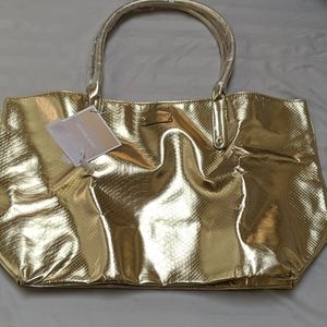 Michael Kors Metallic Gold Snakeskin Tote Bag